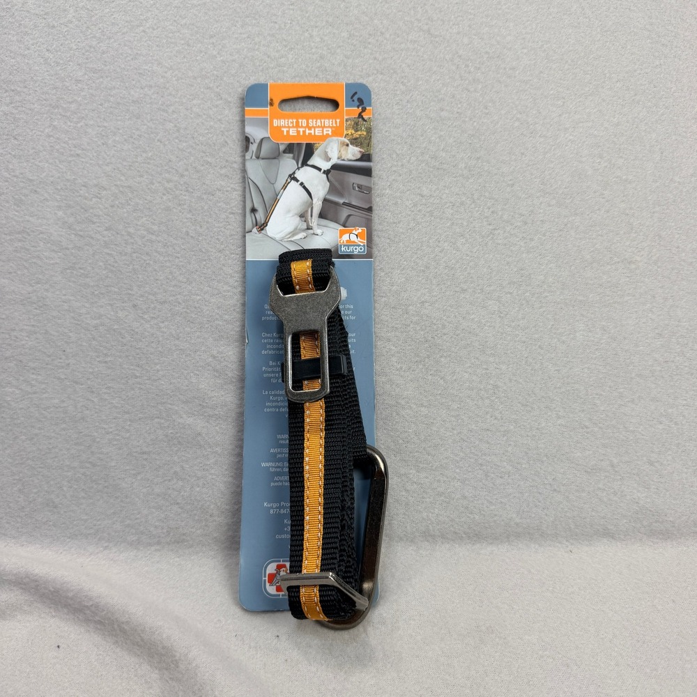 Kurgo Direct to Seatbelt Tether Dog Car Travel Safety Restraint Black Orange NEW